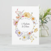 Pastel Bloom Bloemen Krans Bruiloft Save The Date (Staand voorkant)