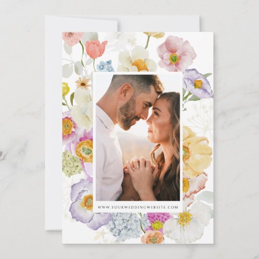 Pastel Bloom Bloemen Krans Bruiloft Save The Date (Achterkant)