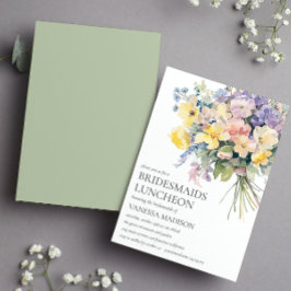 Pastel Bloom Boeket Bruidsmeisjes Luncheon Bruilof Kaart