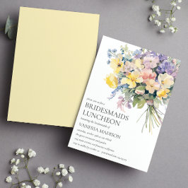 Pastel Bloom Boeket Bruidsmeisjes Luncheon Bruilof Kaart