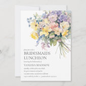 Pastel Bloom Boeket Bruidsmeisjes Luncheon Bruilof Kaart (Voorkant)