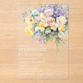 Pastel Bloom Boeket Bruidsmeisjes Luncheon Chic Acryl Uitnodigingen (Voorkant)