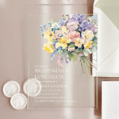 Pastel Bloom Boeket Bruidsmeisjes Luncheon Chic Acryl Uitnodigingen