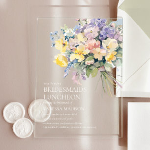 Pastel Bloom Boeket Bruidsmeisjes Luncheon Chic Acryl Uitnodigingen