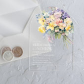 Pastel Bloom Boeket Bruidsmeisjes Luncheon Chic Acryl Uitnodigingen