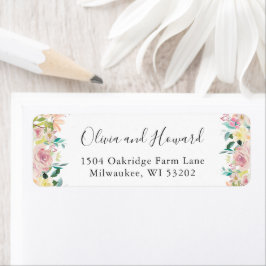 Pastel Bloom Chic Spring Floral Return Address Etiket