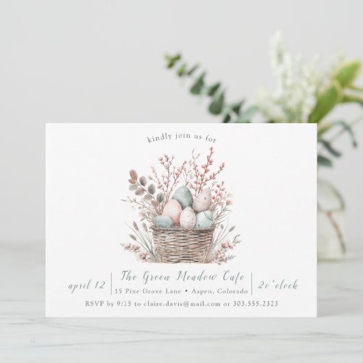Pastel Bloom Paasmand Brunch Kaart (Staand voorkant)