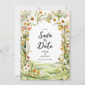 Pastel Bloom Wildflower Bruiloft Save The Date (Voorkant)