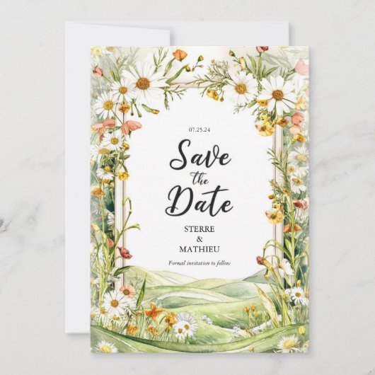 Pastel Bloom Wildflower Bruiloft Save The Date (Voorkant)