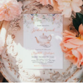 Pastel Blooms Bruids Brunch Tea Party Kaart