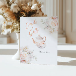 Pastel Blooms Bruids Tea Party Kaarten en geschenk Reclamebord Met Voetstuk
