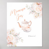Pastel Blooms Bruids Tea Party Mimosa Bar Poster (Voorkant)