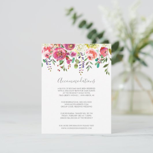 Pastel Blooms Fantasy Bloemen Bruiloft Accommodati Informatiekaartje (Staand voorkant)