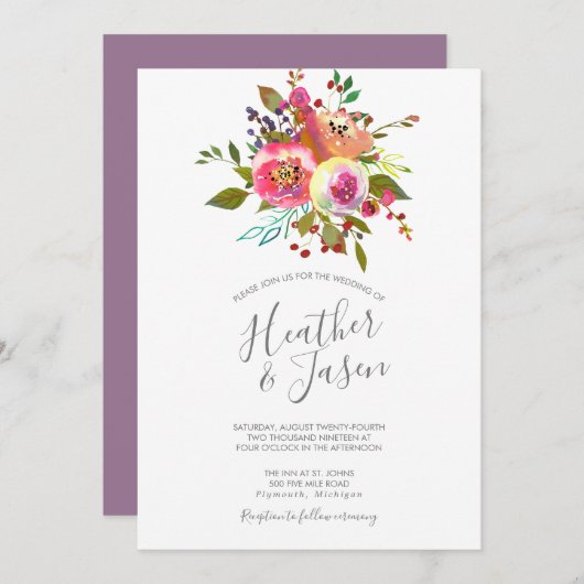 Pastel Blooms Fantasy Floral Wedding Kaart (Voorkant / Achterkant)
