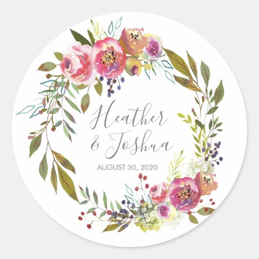 Pastel Blooms Fantasy Floral Wedding Ronde Sticker (Voorkant)