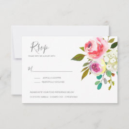 Pastel Blooms Fantasy Floral Wedding RSVP Kaartje