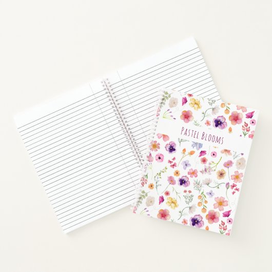Pastel Blooms Journal-Waterverf Spring Wildflower Notitieboek (Binnen)