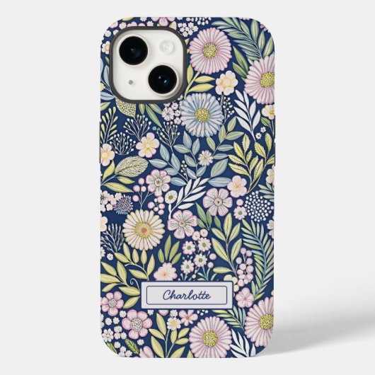 Pastel Blooms Naam Case-Mate iPhone Case (Achterkant)