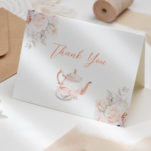 Pastel Blooms Tea Party Vrijgezellenfeest Bedankkaart