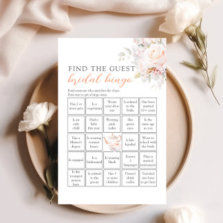 Pastel Blooms Vind de Gast Bruids Bingo Game