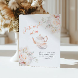 Pastel Blooms Vrijgezellenfeest Date Night Ideeën Reclamebord Met Voetstuk