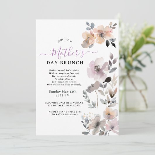 Pastel Blooms Waterverf Bloemen Bloemen Moederdag Kaart (Staand voorkant)