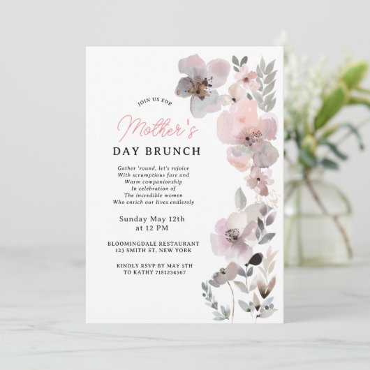 Pastel Blooms Waterverf Botanische Moederdag Kaart (Staand voorkant)