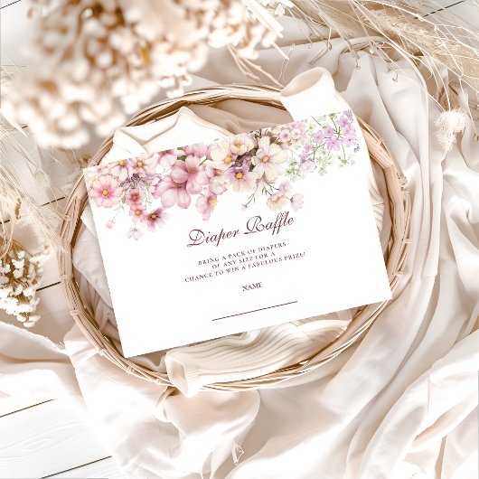 Pastel Blossom Baby Shower Diapper Raffle Informatiekaartje