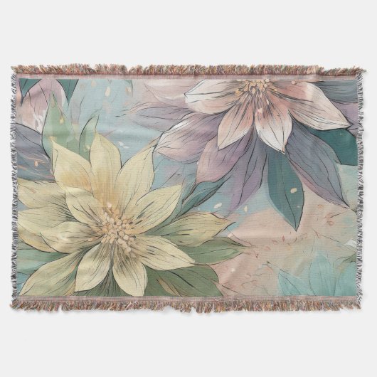 Pastel Blossom Burst: Bloemen explosie patroon Deken (Voorkant)