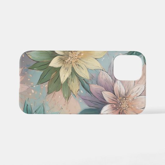 Pastel Blossom Burst: Bloemen explosie patroon iPhone Hoesje (Achterkant horizontaal)
