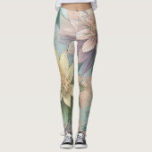 Pastel Blossom Burst: Bloemen explosie patroon Leggings (Voorkant)