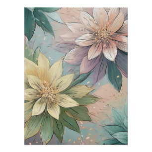 Pastel Blossom Burst: Bloemen explosie patroon Perfect Poster