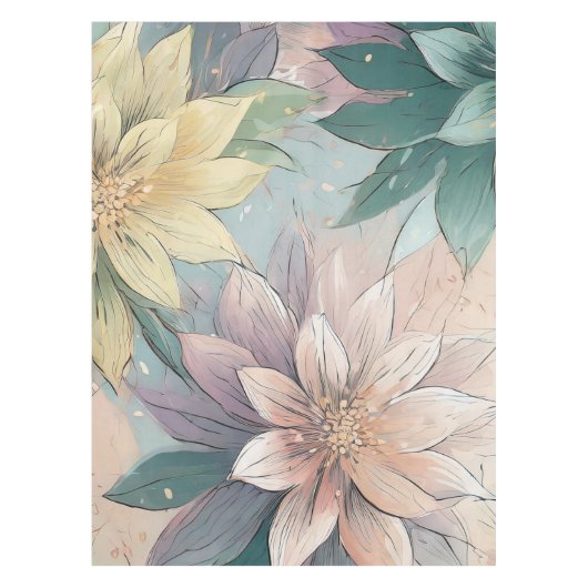 Pastel Blossom Burst: Bloemen explosie patroon Tafelkleed (Voorkant)