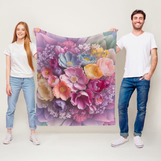 Pastel Blossom Harmony Bloemen Elegantie Fleece Deken (In situ)