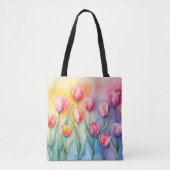 Pastel Blossom Tulpen Canvas tas (Voorkant)