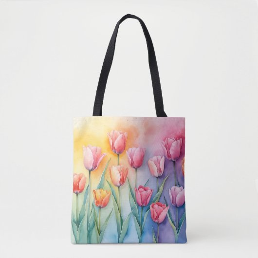 Pastel Blossom Tulpen Canvas tas (Voorkant)