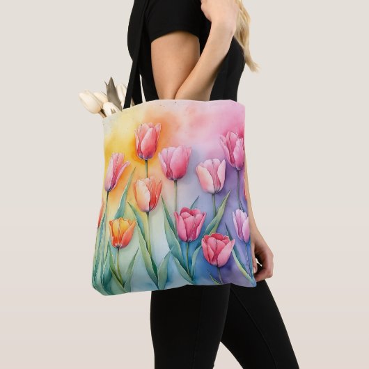 Pastel Blossom Tulpen Canvas tas (Dichtbij)