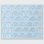 Pastel Blu Grey Olifanten Baby shower Princess Boy Cadeaupapier (Vlak)