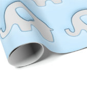 Pastel Blu Grey Olifanten Baby shower Princess Boy Cadeaupapier (Rol Hoek)