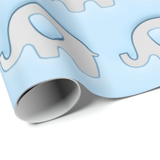 Pastel Blu Grey Olifanten Baby shower Princess Boy Cadeaupapier (Rol Hoek)