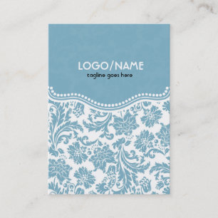 Pastel Blu & Wit  Bloemen Damask-Gepersonaliseerd Visitekaartje