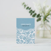 Pastel Blu & Wit  Bloemen Damask-Gepersonaliseerd Visitekaartje (Staand voorkant)