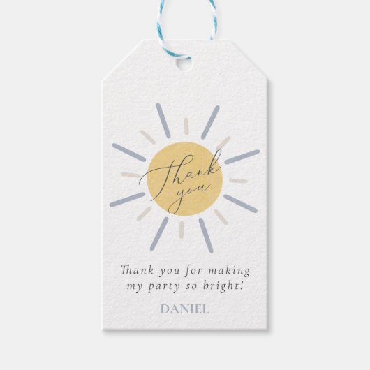 Pastel Blue 1st Trip rondom de Sun Gift-Labels Cadeaulabel (Voorkant)