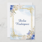 Pastel Blue 4 First Birthday Mexican Girl Kaart (Achterkant)