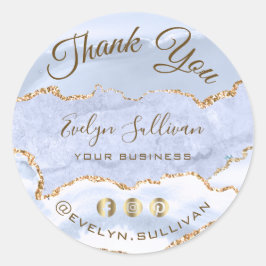Pastel Blue Agaat Dank u Ronde Sticker