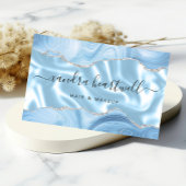 Pastel Blue Agaat Silver Glitter Luxe Visitekaartje