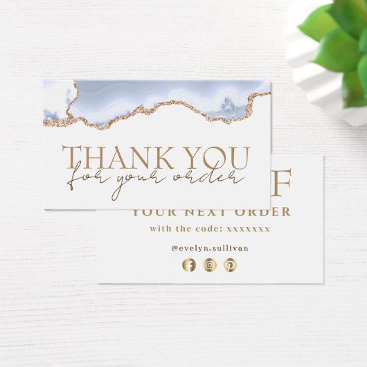 pastel blue agate - dank je korting visitekaartje (Bureau)