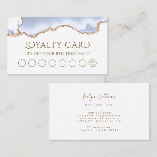 pastel blue agate - kaart visitekaartje (Voorkant / Achterkant)