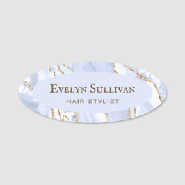 Pastel Blue Agate Name Tag