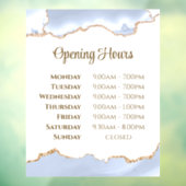 Pastel Blue Agate-openingstijden venster Cling Raamsticker (Vel 3)